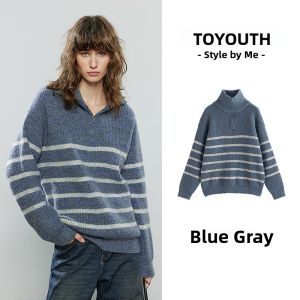 Toyouth | New Zip Collar Colorful Mock Mohair Lightweight Sporty Sweater