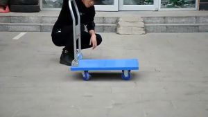 Trolley Portable Handling Household Trailer Flat 500KG/1000KG Hand Truck Iron PVC Foldable Trolley and Strong Thick Steel Trolley