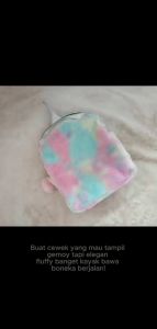 Mutiara Ransel Bulu Unicorn Moe Fluffy Rainbow Backpack Korea Import Super Lembut Ransel Anak Lucu Style Kekinian Terbaru 2025