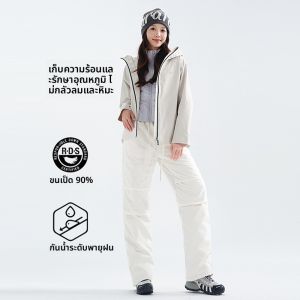 กางเกงขาบานขนเป็ดหนาสำหรับผู้หญิง ทรงหลวม กางเกงขายาวสำหรับเล่นสเก็ตบอร์ดในอากาศหนาวน้ำหนักเบา ความยาวปกติ ทรงหลวม