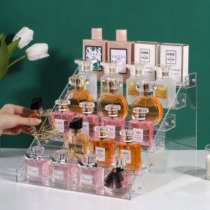 Acrylic Perfume Makeup Organizer Stand Transparent Desktop Storage Box Cosmetic Display Shelf Eye Shadow Nail Polish Rack