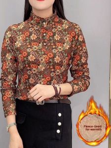 QIAOXIZI | Warm & Stylish Floral Print Inner Top for Autumn & Winter Suitable for Middle-aged and Elderly Women