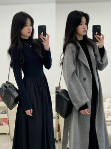 SUHUIQIAN | Autumn Black Long Sleeves Knit Audrey Style Dress