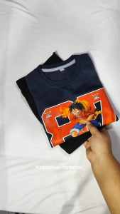 Baju Setelan Distro Karakter Angka 87 Monkey D Luffy Anak Laki Laki Motif One Piecee 1 - 10 Tahun