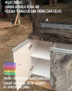 Lemari Dapur Serbaguna / Lemari Sayur Finishing HPL + Cermin - Khusus Pengiriman Wilayah Jabodetabek
