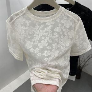 Thiết Kế Tươi Mát Áo Thun Nữ Tay Ngắn Phối Ren Nữ Mùa Hè 2024 Hàng Mới Về Sang Trọng Thoáng Mát Body Hợp Thời Trang Top Lớp Dựng