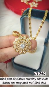 Vòng Cổ Thời Trang Mạ Vàng V1240 Mặt Đá Màu Trắng Đỏ Xinh