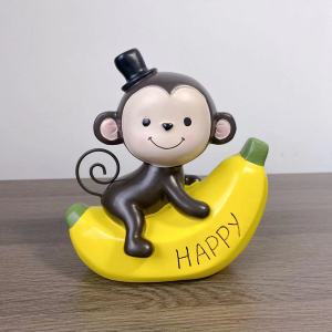 Creative Monkey Figurine TV Stand Childrens Room Cute Home Decor Couple Gift Healing Cartoon Small Ornament Synthetic Resin