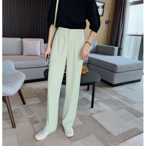AMILUCK | กางเกงขายาวทรงตรงเอวสูงสำหรับผู้หญิง กางเกงขายาวทรงหลวมสบาย ๆ ทรงสลิมฟิต กางเกงขายาวทรงตรงสำหรับใส่ทำงาน