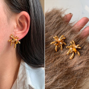CAFFTI | 999 Sterling Silver Tiger Eye Gemstone Firework Design Ear Stud Vintage Style