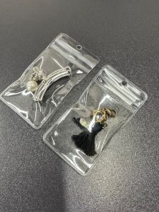 Transparent PVC Label Bag Plastic Chain Clip Document Holder Tag Bag Clothing Accessory Card Case Business Storage Organizer