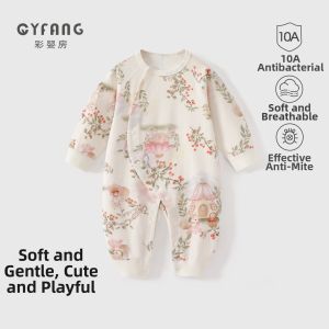 CAIYINGFANG | Spring Autumn Winter New Pure Cotton Baby Onesie Floral Open Front