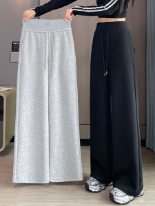 High Waist Fleece Lined Wide Leg Pants Womens Sporty Straight Cut Trousers Casual Autumn Spring Winter plus Size Pants