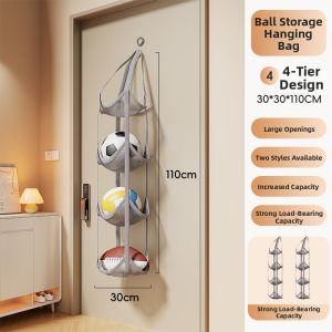 evesigar | Ball Storage Hanging Bag Organizer Multi-layer Sports Gear Storage Shelf for Door Use