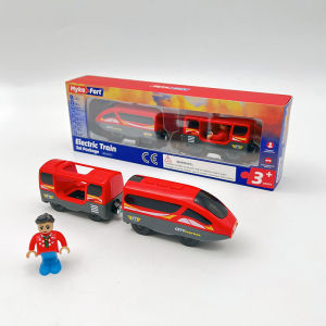 Real Wood Electric Toy Train Set Boys Assembly Toy Simulation Transportation Railway Track Kids Educational Playset