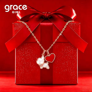 Grace Girl | Heart-shaped Dog Diamond Shell Agate Luxury Necklace