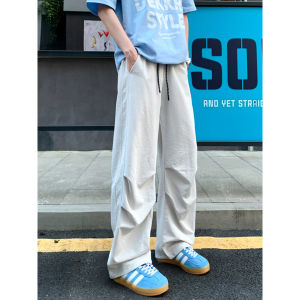 Quần Ống Rộng Ống Đứng Mỏng Mùa Hè Bằng Lụa Băng Cho Nam Quần Áo Bảo Hộ Lao Động Phong Cách Mỹ Quần Ống Rộng CleanFit