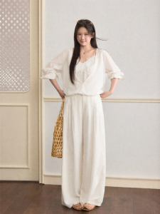 JULULOOK | Bộ Đồ Giả Hai Mảnh Dành Cho Người Béo Lace và Áo Sơ Mi