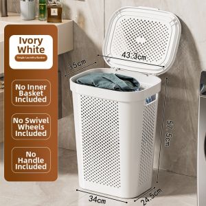 Mobile Dirty Clothes Storage Basket with Cover and Wheels