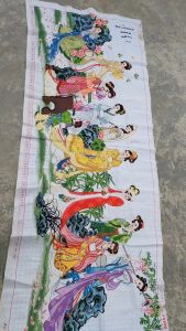 THÊU SẴN Tranh thêu chữ thập thành phẩm 12 nàng tiên 230*90cm