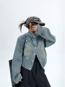 Áo Khoác Denim Dáng Rộng Phong Cách Retro Dành Cho Nữ Mùa Thu 2025 Áo Khoác Ngắn Thiết Kế Thanh Lịch Dành Cho Nữ