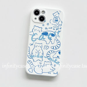 Cute Graffiti Cat Full Cover iPhone15/16PLUS Apple12/13/14/17PRO MAX/XR Phone Case Ins Style TPU Protective Shell