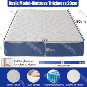 8.1 Inch Memory Foam Mattress Deluxe Zero Pressure Spring Thickening Mattress 【Single/Double/Queen/King Size】