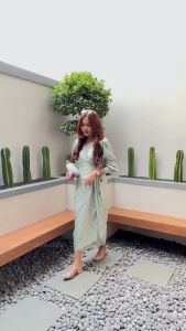 TERBARU Shasa Silk Dress Kimono Style Long Dress Satin Kondangan Bridesmaid Kaftan Ikat M L XL XXL BISA COD