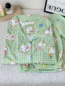 HelloKitty Pure Cotton Sleepwear Long Sleeve Womens Home Clothes Adorable Outwear Spring Autumn New Style Kitty Cat Print