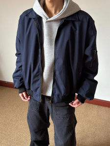 OUMULONG | Autumn Dark Navy Boxy Fit Flight Jacket