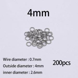 100-200pcs 3-15mm Stainless Steel Open Single Loops Jump Rings Split Ring For Jewelry Making DIY Connector Accessories