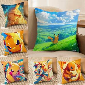 Bandai | Pokemon Venusaur And Charizard Anime Plush Pillow Cover Soft Short Plush Cushion Cover For Sofa Bedroom Home Decor Gift