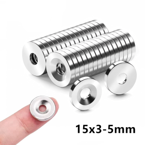 10/20/30/50Pcs 15x3mm Hole Neodymium Countersunk Magnets-Super Strong Disc Magnets for DIY Whiteboards Crafts Home Organization