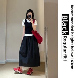 XIANYIJIAO | Plus Size Slimming Flower Bud A-Line Work Skirt