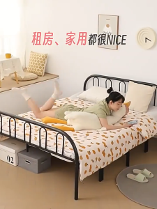 ROOSIO Furniture 4Fold Bed Frame Single Bed Steel Easy Storage Heavy Duty Folding Bed Foldable Bed with Built-in Mattress 4 Fold Sturdy Space Saving Design