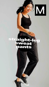 กางเกงวอร์มขายาว กุ๊นสี กระเป๋าซิป