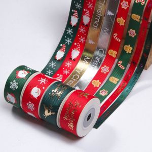 10 Yards/Roll Christmas Ribbon 25mm CartoonRibbons For Christmas Gift Wrapping Yule Decorative Ribbon Handmade Crafts Ornament