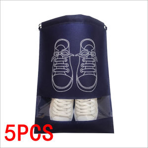5pcs Shoes Storage Bags Non-Woven Shoe Dust Bags Portable Travel Shoe Bag Storage Packing Organizers Classified Hanging Bag