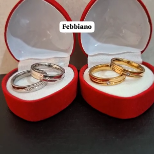 Cincin Couple Pasangan ber 2 Cincin Tunangan Titanium Free Box Anti Karat Selamanya tidak luntur
