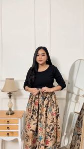 ROK BATIK WANITA MAYUNG POLYKATUN MOTIF MAHESA BIRU