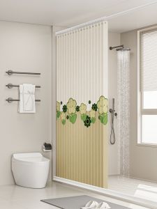 Shower Curtain Partition Curtain Foldable Invisible Double-Sided Magnetic Suction Bathroom Shower Room Punch-Free Waterproof Curtain Bath Curtain Block Bath Curtain