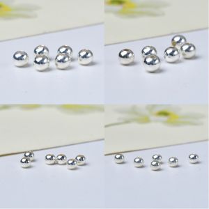 S925 ชุบทองสังกะสีแท้ DIY ลูกปัดลูกปัดทรงกลมทำมือ วัสดุสำหรับสร้อยข้อมือ สร้อยคอ อุปกรณ์เสริม ลูกปัดทรงกลม