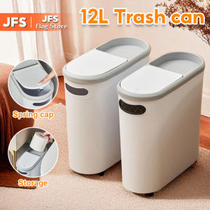 JFS 12L Trash Can with Cover Toilet Kitchen Garbage Bin Press Type Trash Bin for Kitchen Bathroom Home