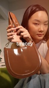 Tracey Half Moon Women Fashion Leather Cushion Strap Shoulder Bag with Detachable Strap