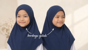 ONA’S GALLERY Tudung Sekolah Kanak-Kanak Berdagu Getah Moss Crepe | Tanpa Pin | Saiz SS–L