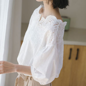 Elegant French Loose Casual Style Off Shoulder White Shirt