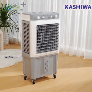 KOOL+ พัดลมไอเย็น พัดลม รุ่น AC-1601-2025 (ขาว-เทา) ถังน้ำ40L แถมฟรี cooling pack 4 ชิ้นมีล้อ