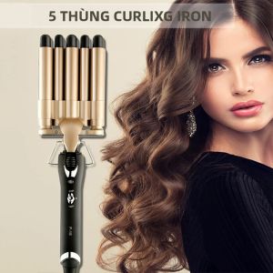 Máy Làm Xoăn Tóc Bằng Gốm Làm Nóng Nhanh Điều Chỉnh Nhiệt Độ 2 Mức Công Nghệ PTC 5 Kiểu Tạo Sóng Sử Dụng Được Cho Tóc Khô Và Tóc Ướt Máy Tạo Kiểu Tóc Di Động