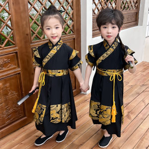 Childrens Han Chinese Costume Boys Summer National Style Baby Tang Costume Classy Boys Ancient Costume Suit Flying Fish Suit Summer Clothes Chinese Classics Suit