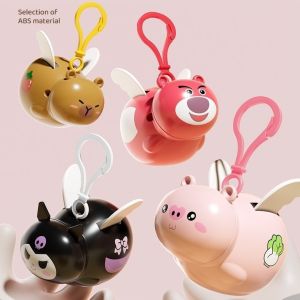 Pull String Flying Capybara with Wings Key Chains Capybara Fly Bag Pendant Cute Capibala Car Cartoon Keychain
